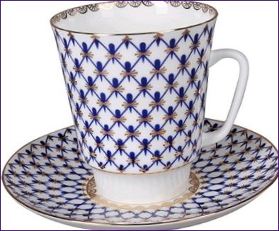 Imperial Porcelain Factory Cobalt Grid, May Day Form, 165 ml, 2 stuks