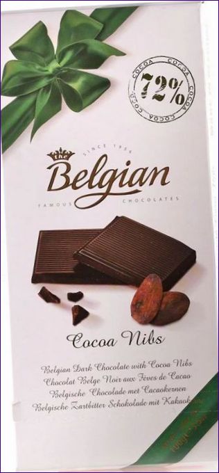 De Belgische bittere 72% cacao met cacaobonen
