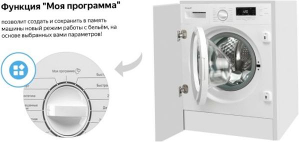 Wasmachine Weissgauff WMI 6128 D - designkenmerken: opening van het luik in 180 graden, automatische trommelpositionering